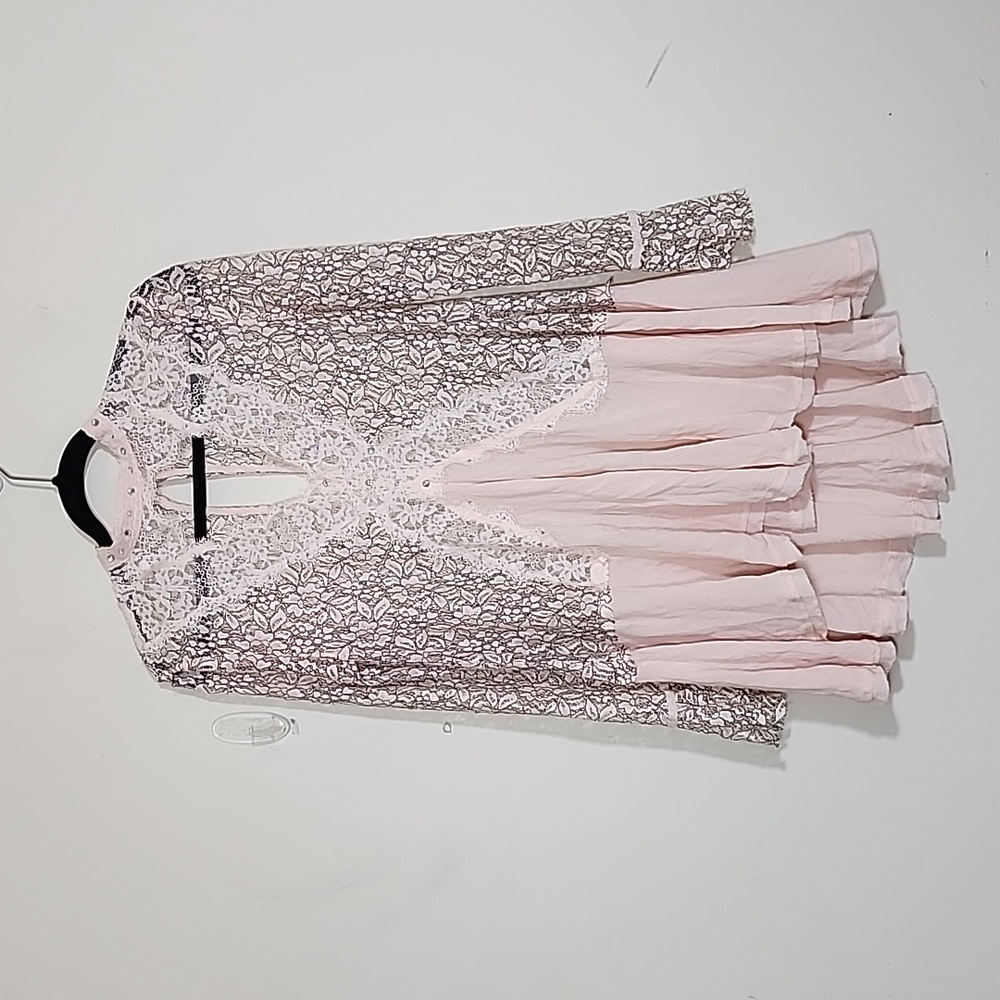 Free People Tell Tale Lace Long Sleeves Mini Dress Size S